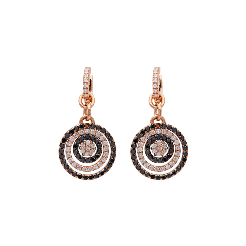 18 Carat Rose Gold Black & White Diamond Earrings