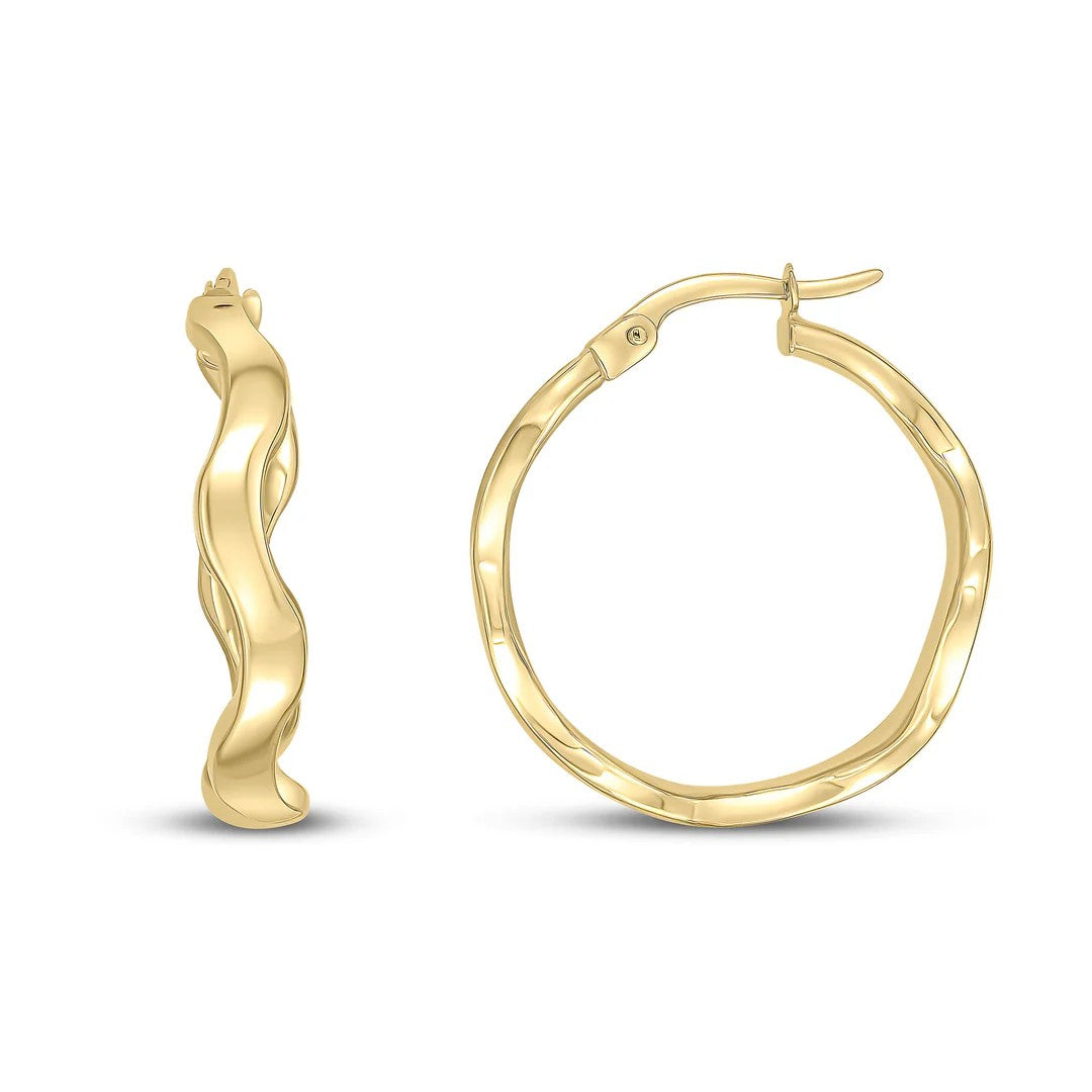 9ct Gold Wavy Hoop