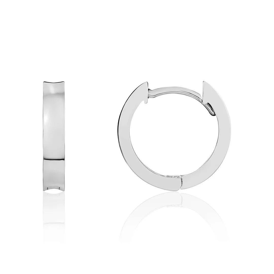 9ct White Gold Concave Hoops