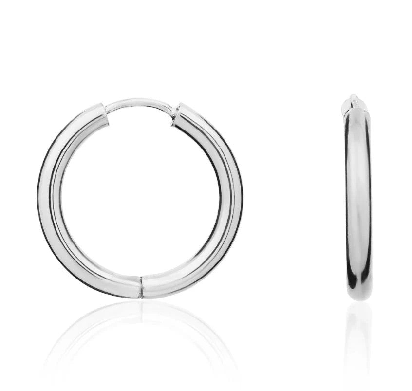 9ct White Gold Hinged Hoops