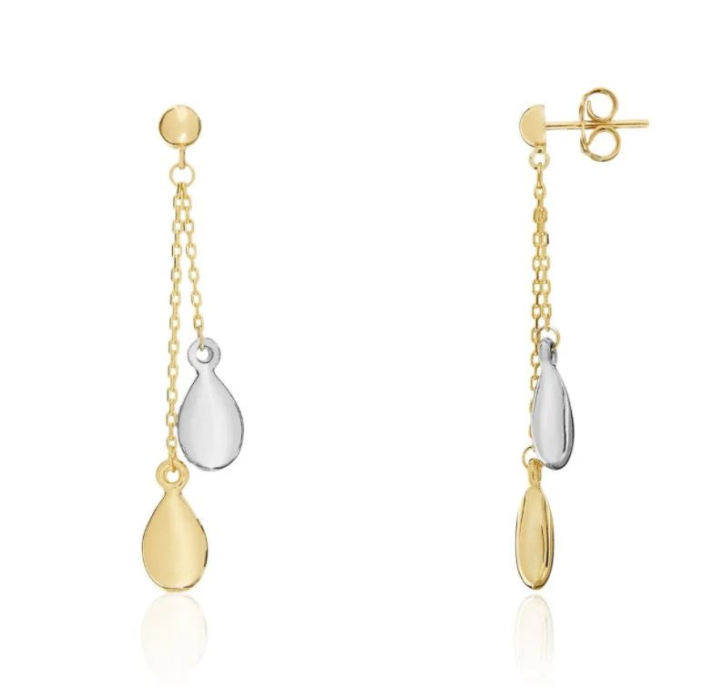 9ct Yellow and White Gold Drop Earrings