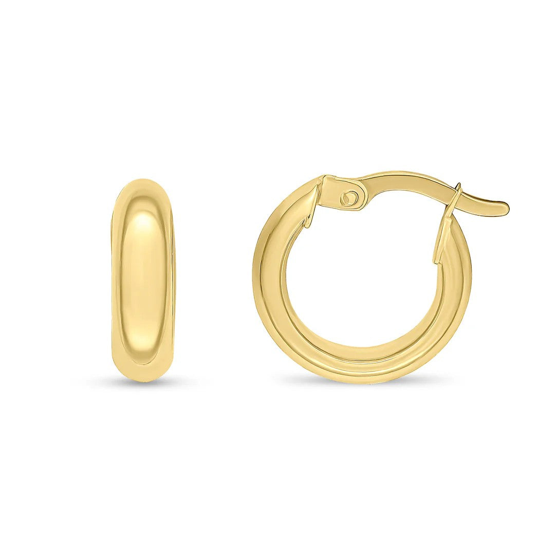 9ct Gold Wide Small Hoop Earrings