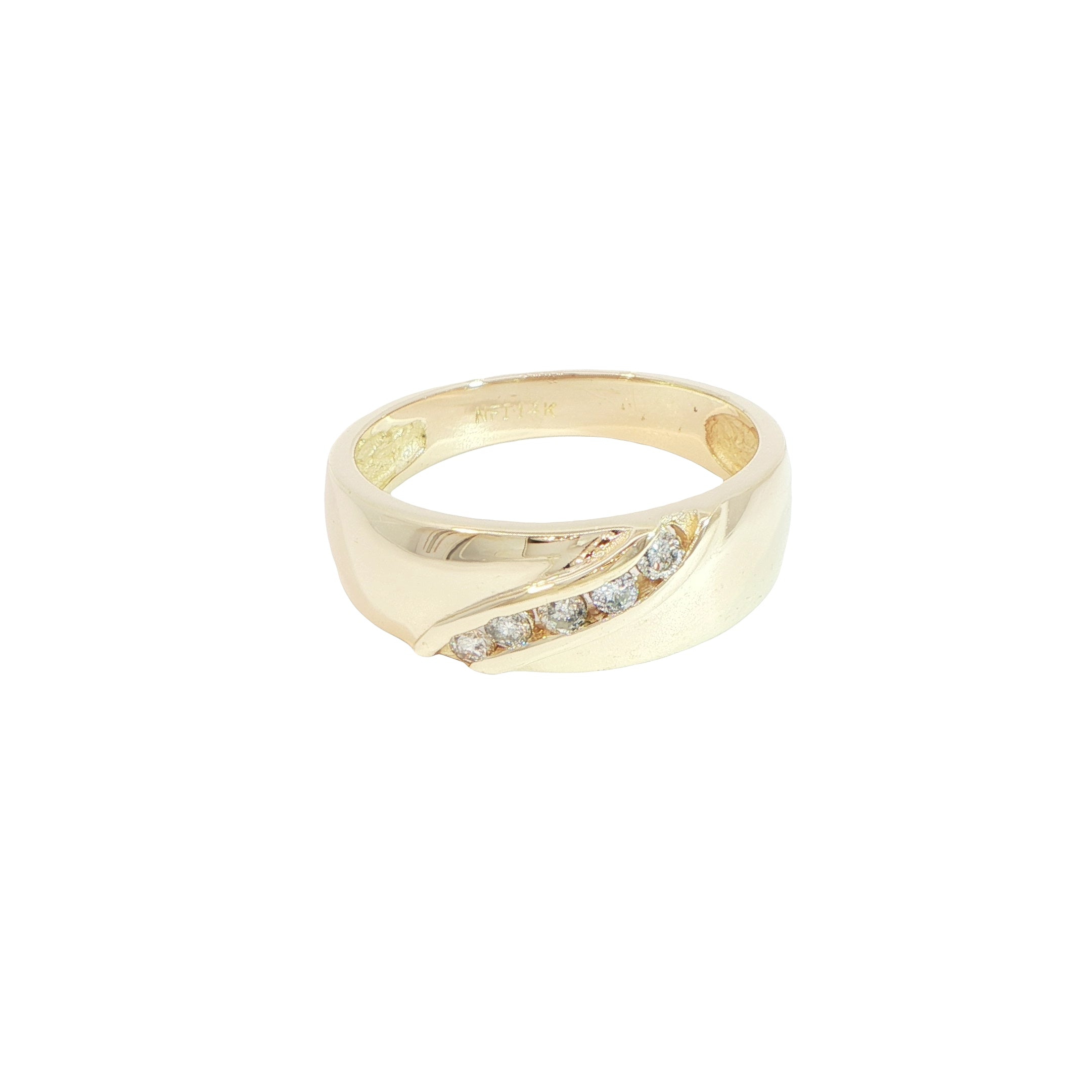 14 Carat Yellow Gold Gents Diamond Band Ring
