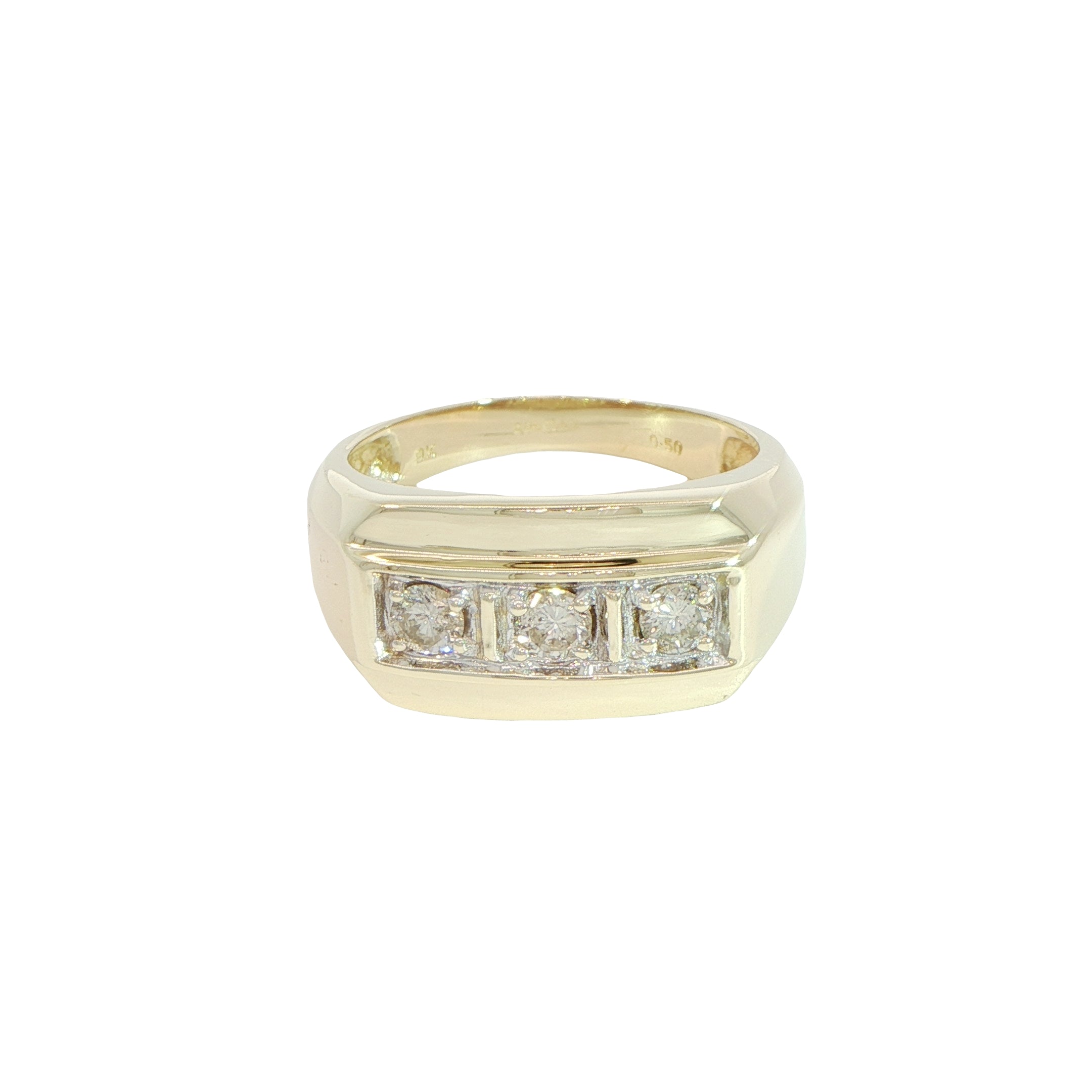 9 Carat Yellow Gold Gents Diamond Ring
