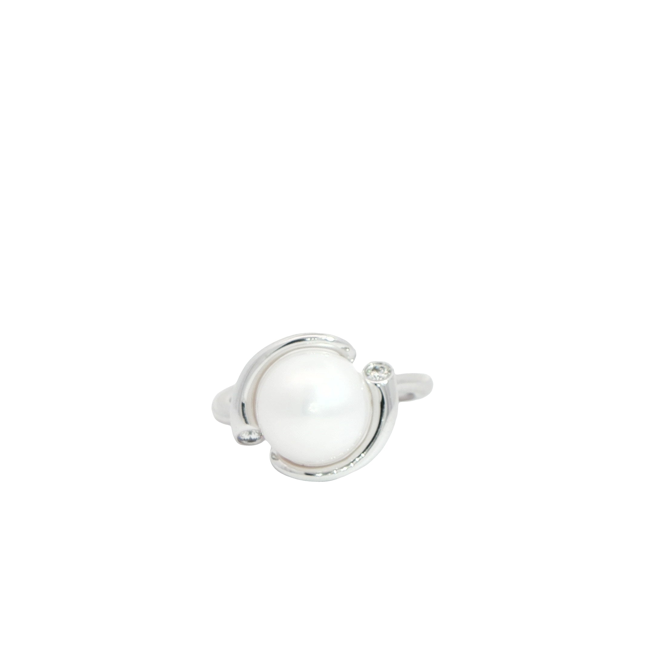 18 Carat White Gold Pearl and Diamond Georg Jensen Dress Ring
