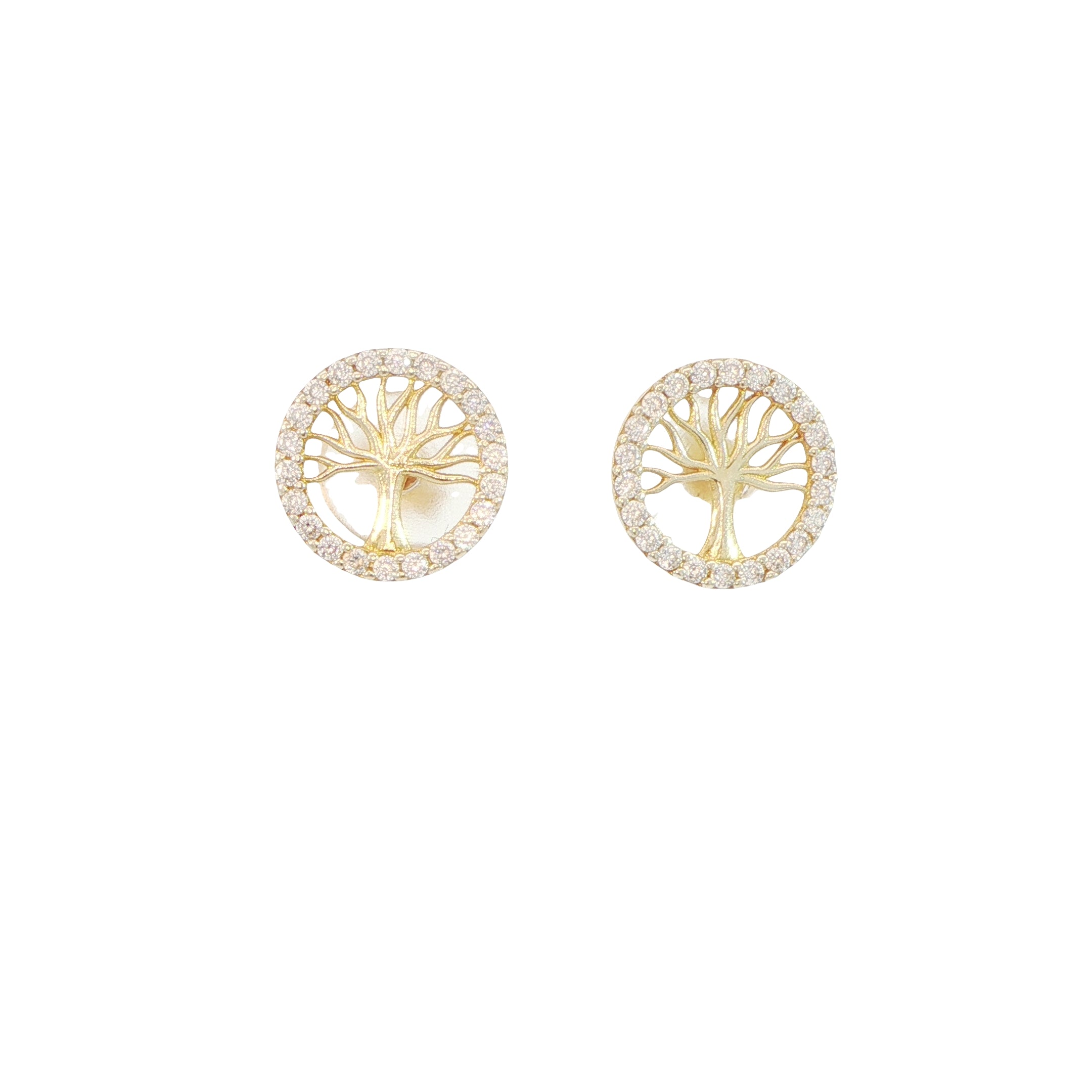 18 Carat Yellow Gold Cubic Zirconia Stud Earrings