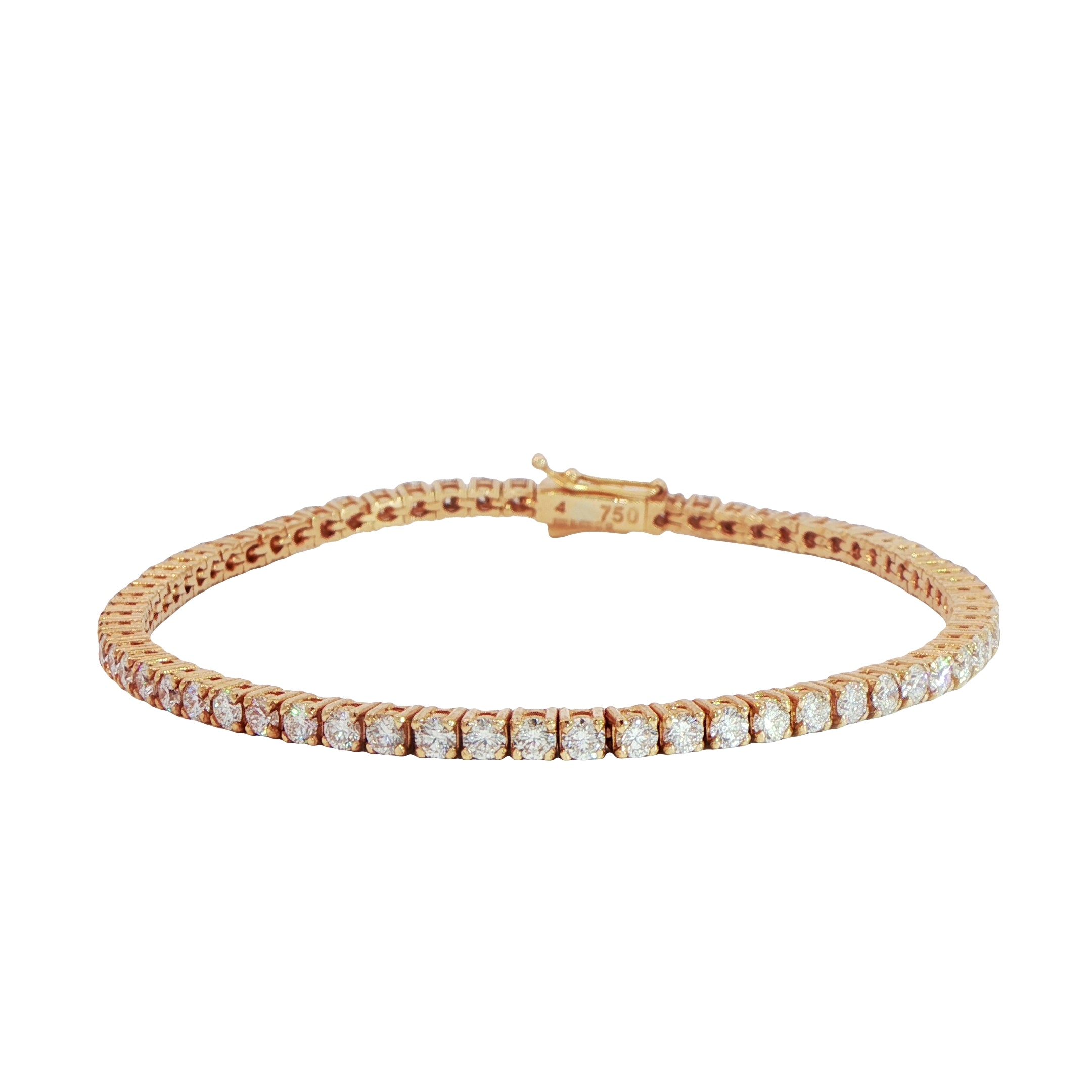 18 Carat Rose Gold Diamond Line Bracelet
