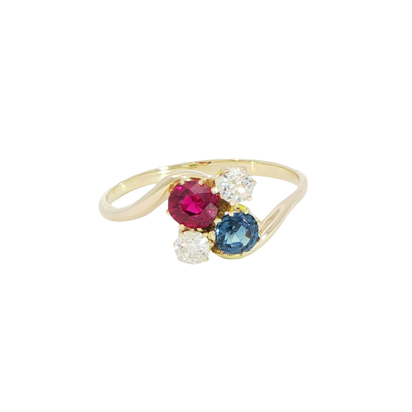 18 Carat Yellow Gold Ruby, Sapphire and Diamond Ring