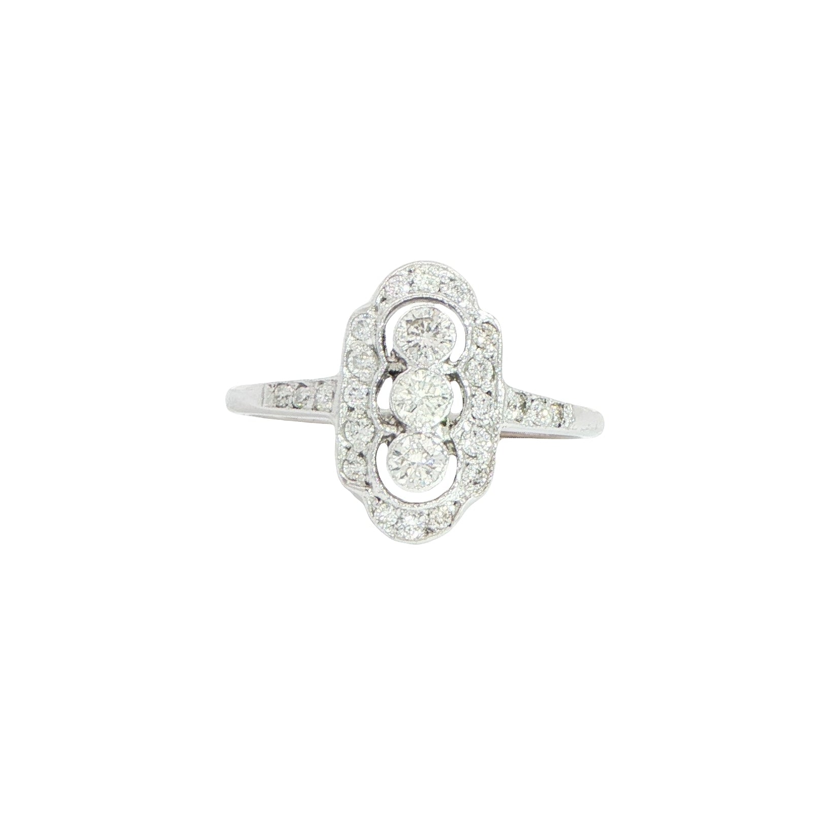 18 Carat White Gold Art Deco Diamond Ring
