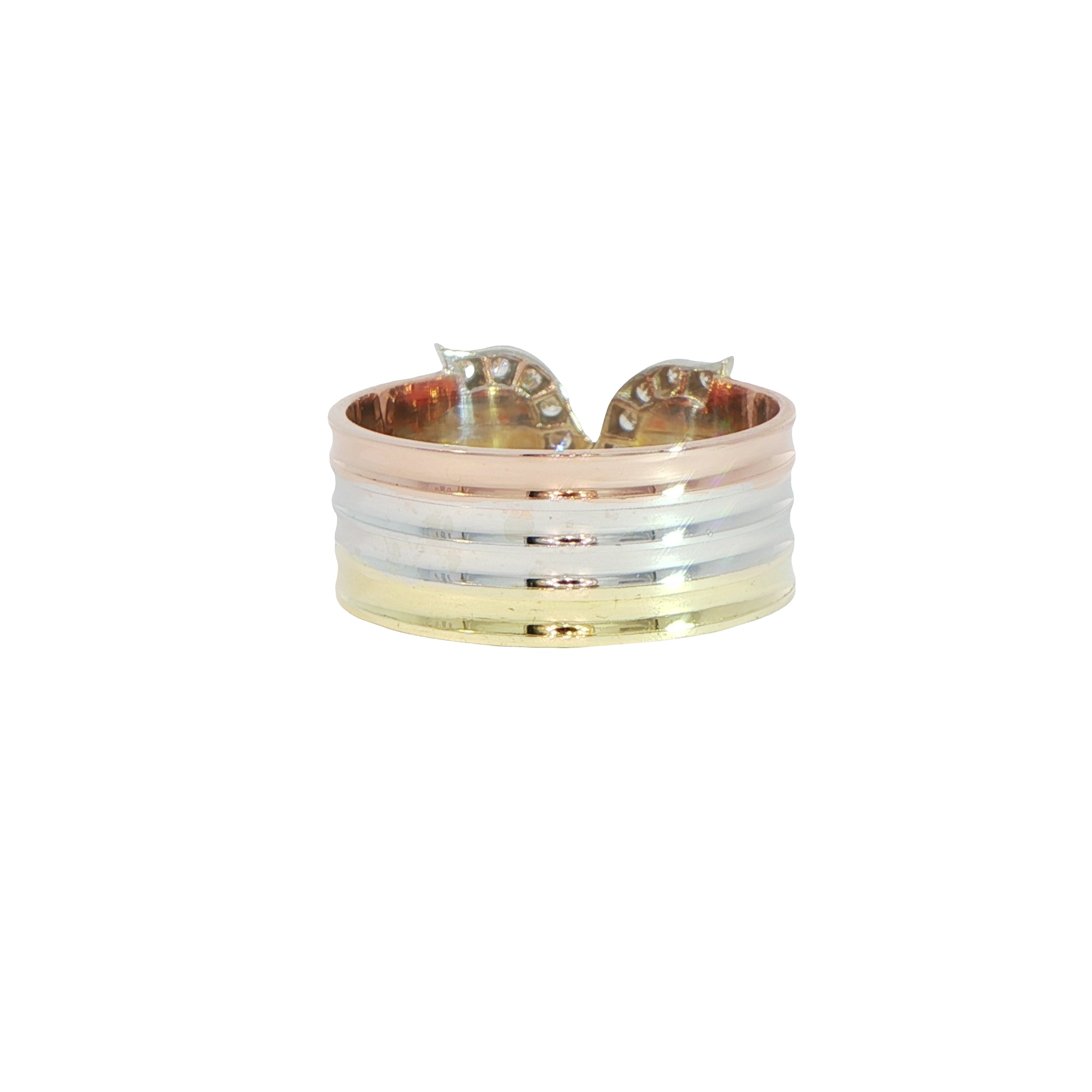 18 Carat Yellow, White and Rose Gold Diamond 'C' Ring
