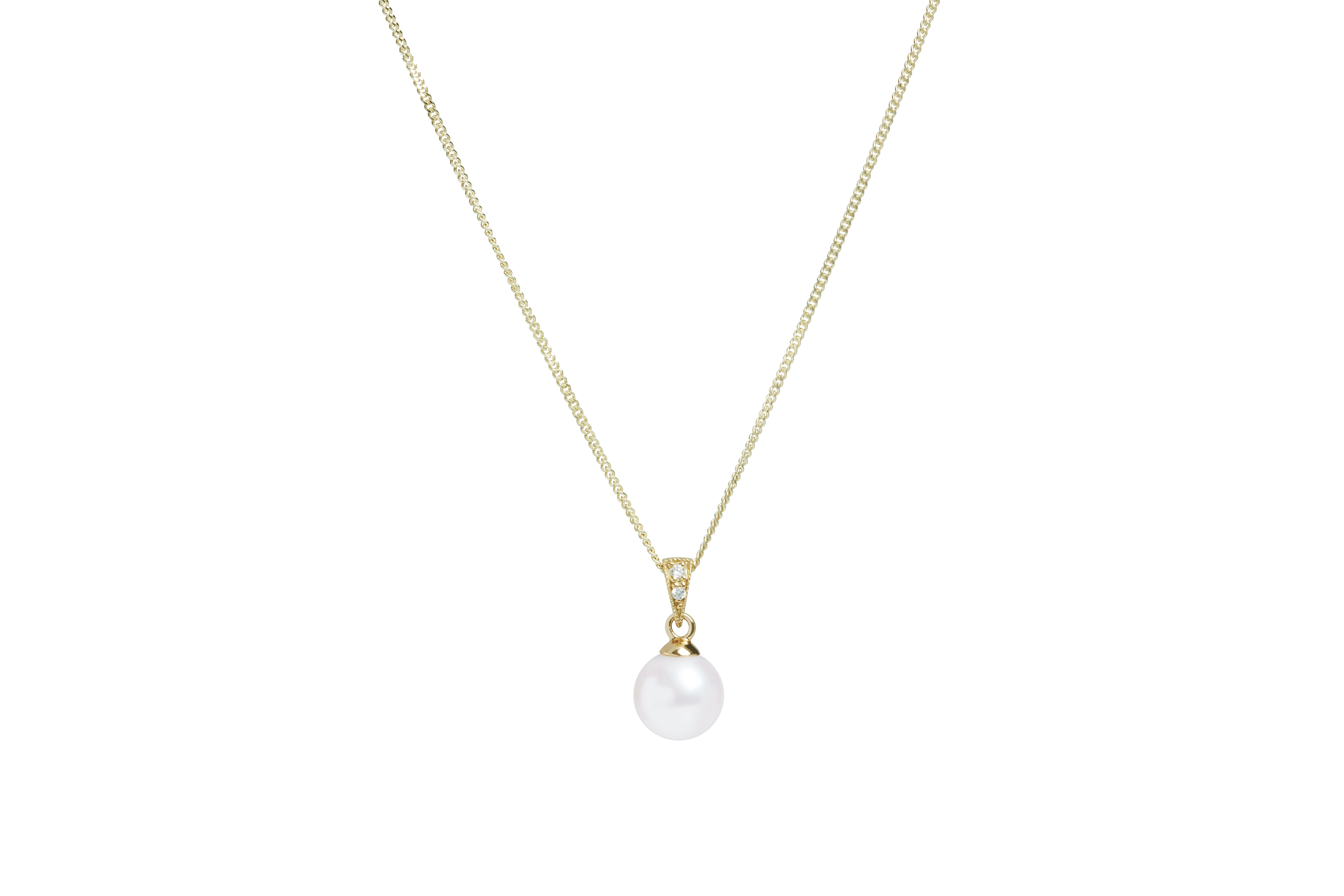 18ct Gold Cultured Pearl and Diamond Pendant