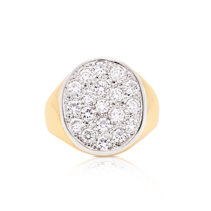 14 Carat Yellow Gold Diamond Signet Ring