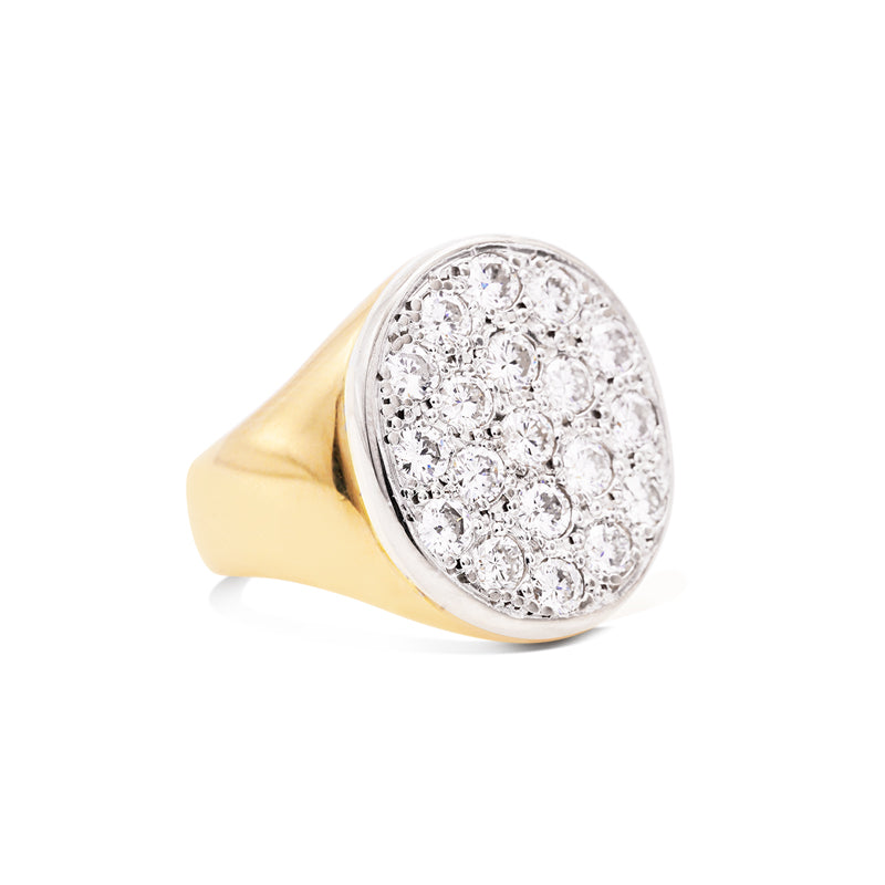 14 Carat Yellow Gold Diamond Signet Ring