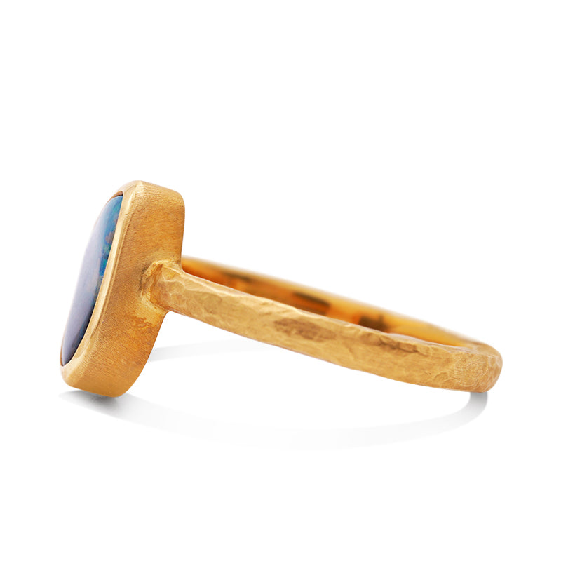 18 Carat Yellow Gold Blue Opal Ring