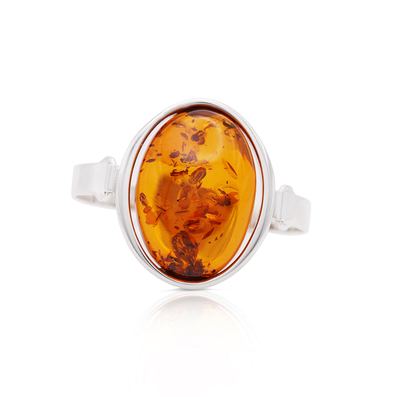 Silver Amber Bangle
