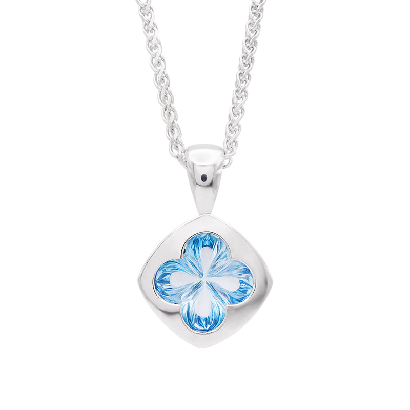 18 Carat White Gold Aquamarine Pendant on Chain
