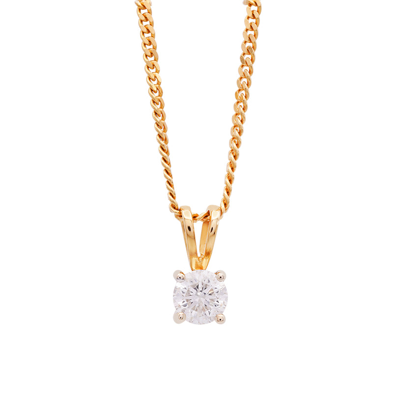 18 Carat Yellow Gold Diamond Pendant on Chain
