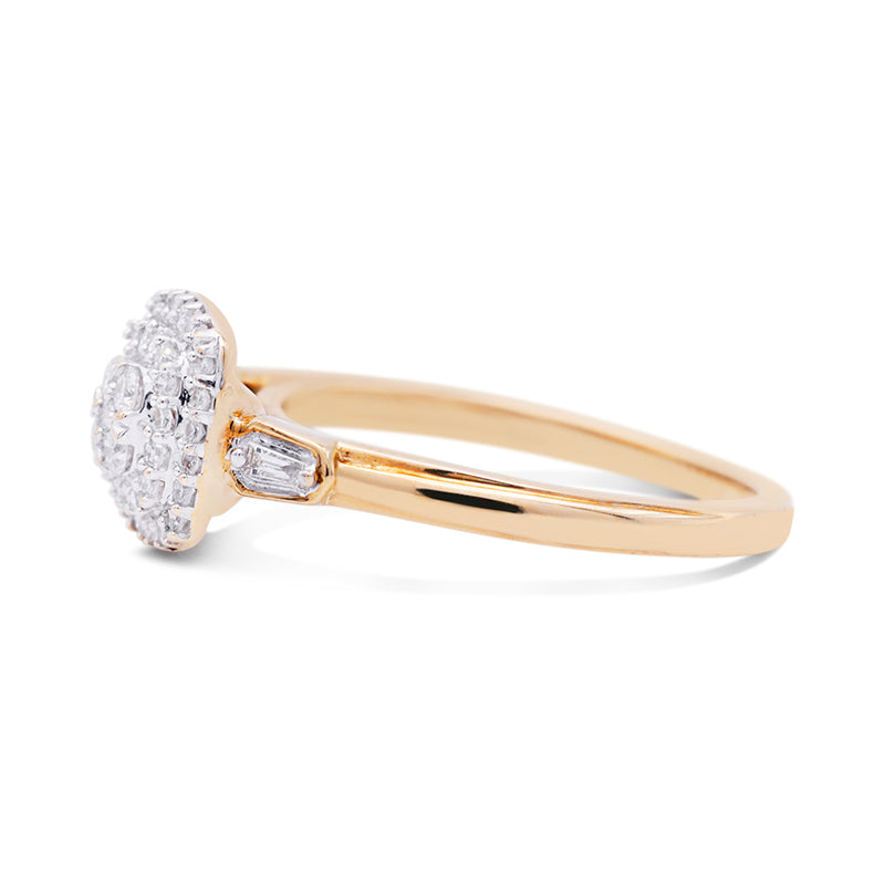 9 Carat Yellow Gold Diamond Cluster Ring