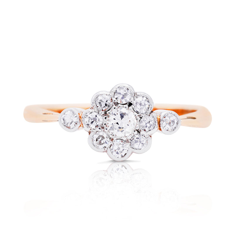 18 Carat Yellow Gold Diamond Flower Ring