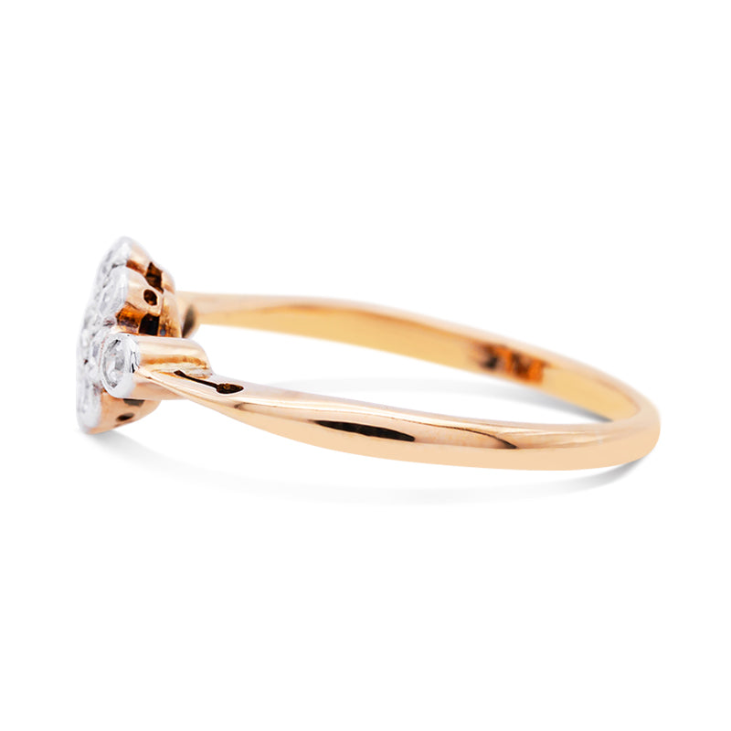18 Carat Yellow Gold Diamond Flower Ring