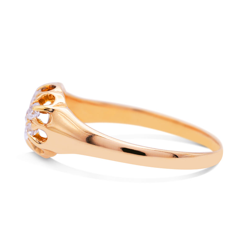 18 Carat Yellow Gold Old Cut Diamond Cluster Ring