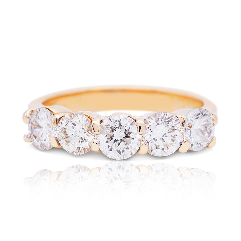 14 Carat Yellow Gold Five Stone Diamond Ring