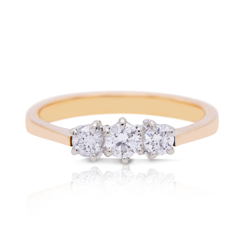 18 Carat Yellow Gold Trilogy Diamond Ring