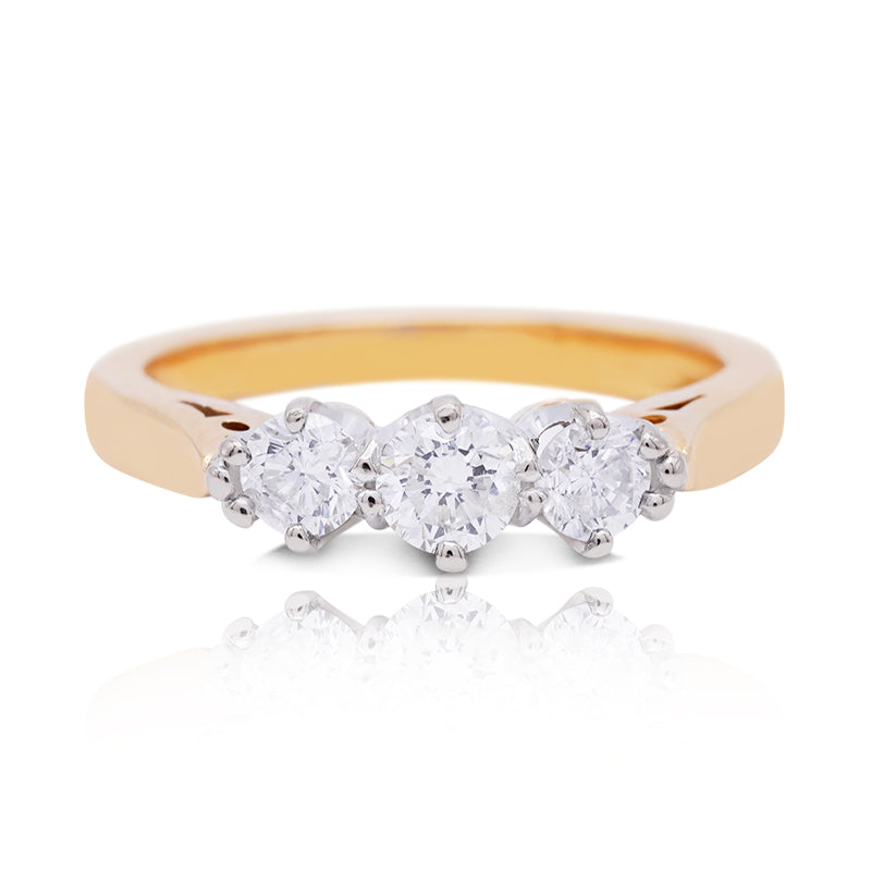18 Carat Yellow Gold Trilogy Diamond Ring