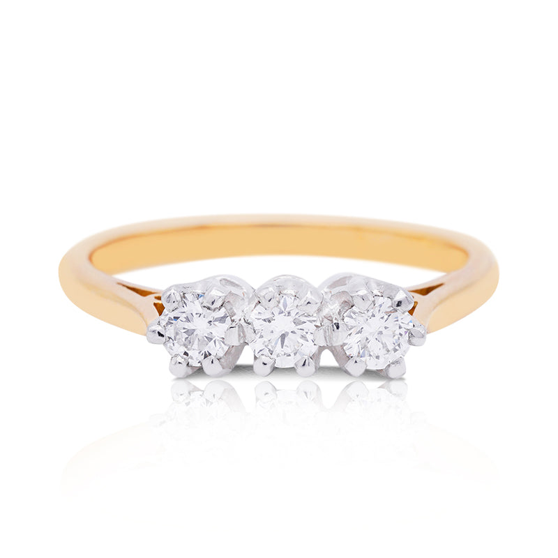 18 Carat Yellow Gold Trilogy Diamond Ring