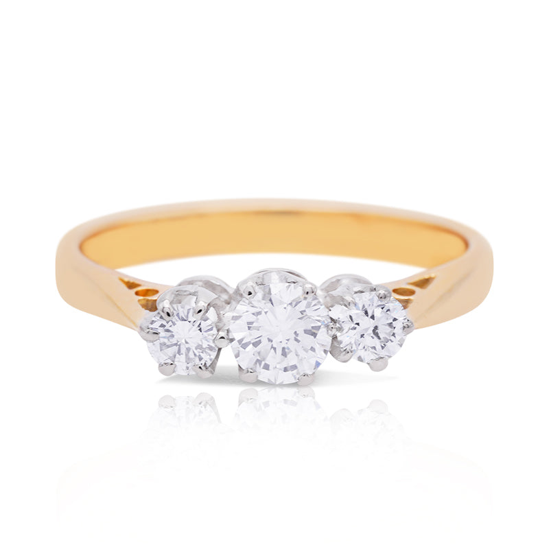 18 Carat Yellow Gold Trilogy Diamond Ring
