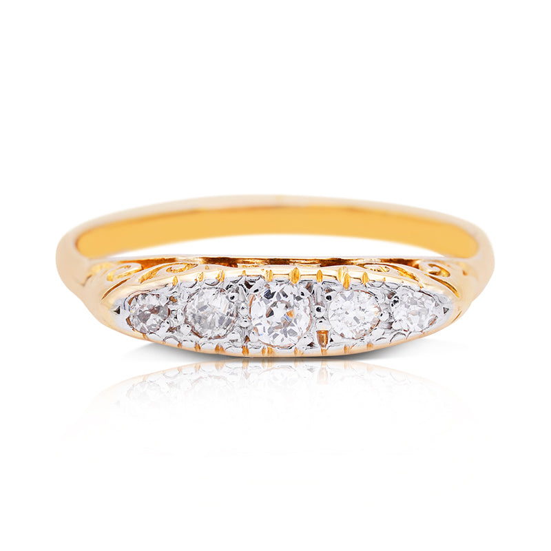 18 Carat Yellow Gold Five Stone Diamond Ring