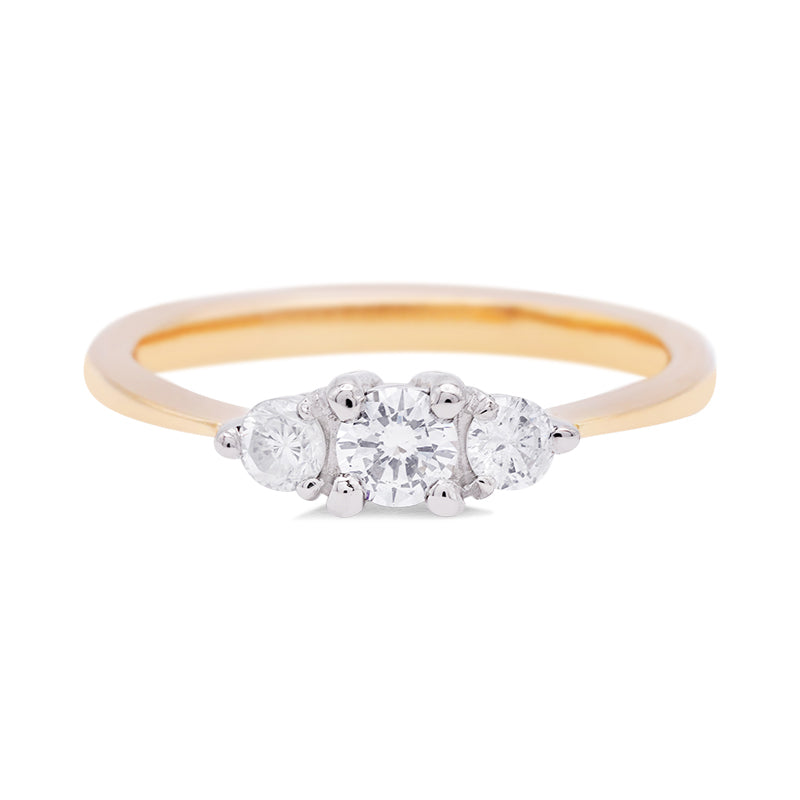 18 Carat Yellow Gold Trilogy Diamond Ring