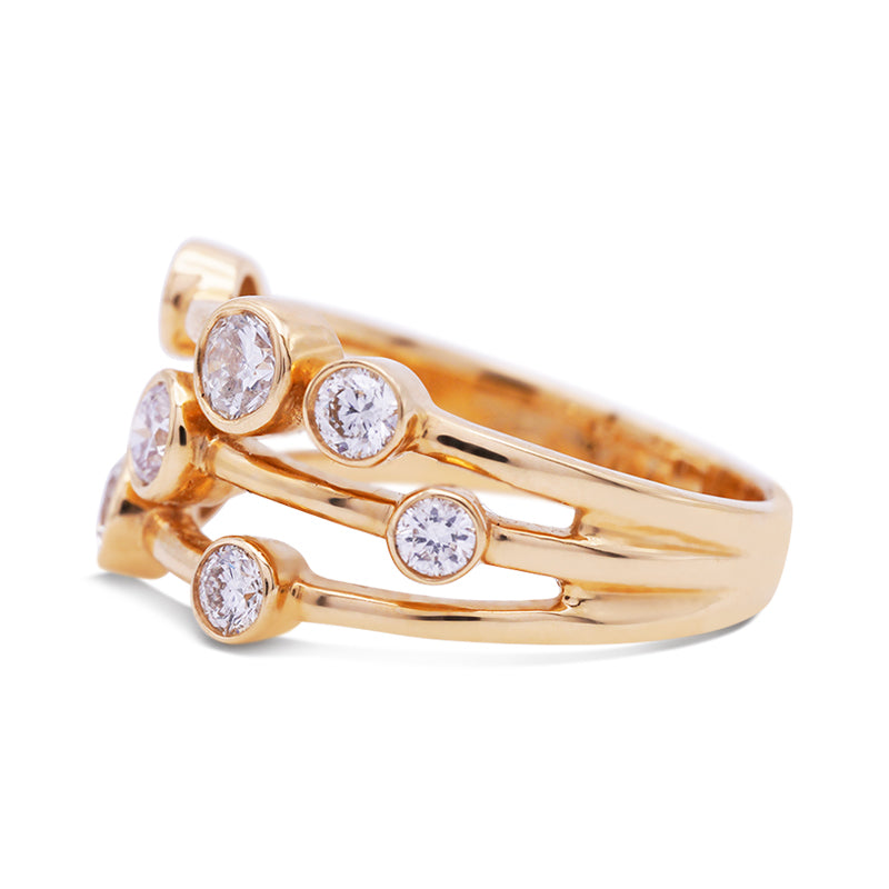 18 Carat Yellow Gold Triple Band Raindance Ring – 1.01ct Diamond