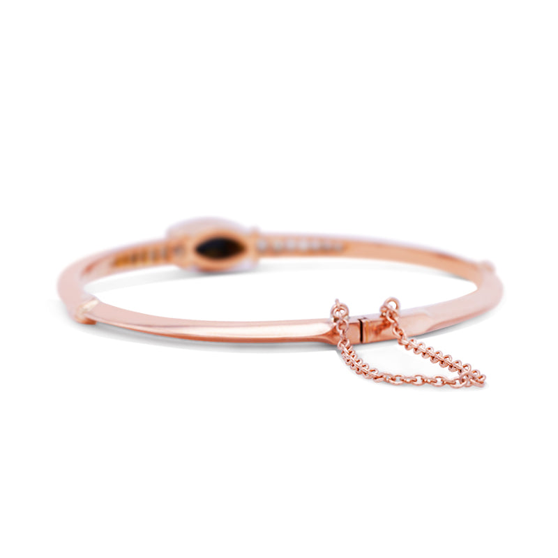 18 Carat Rose Gold Black Opal and Diamond Bangle