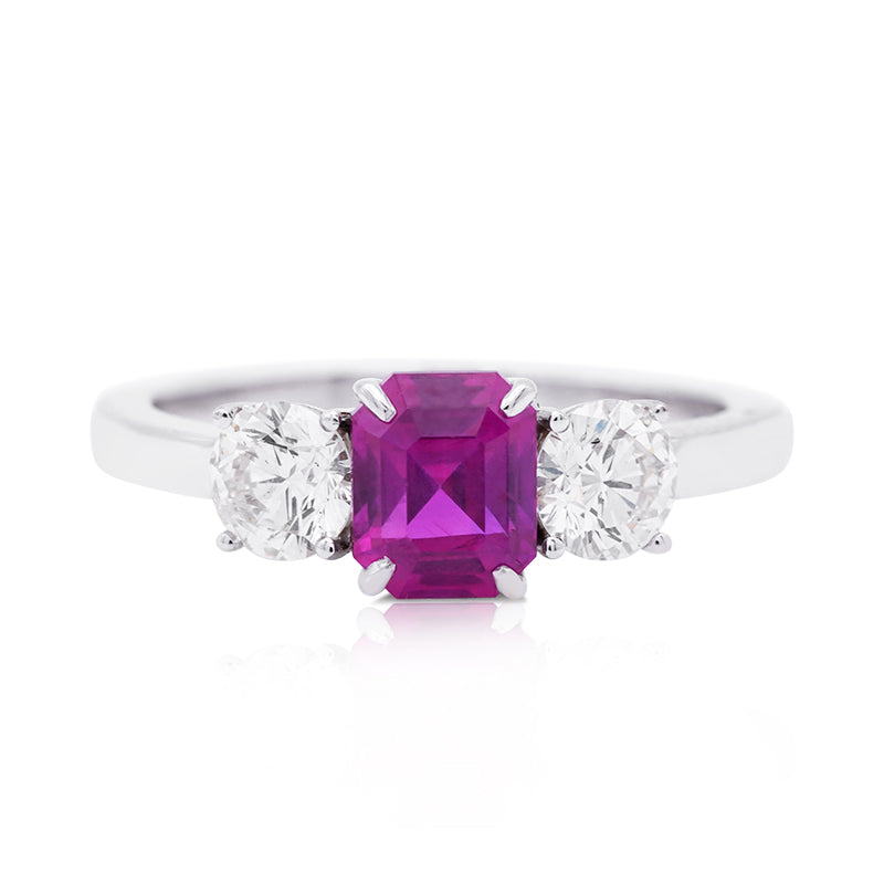 18 Carat White Gold Ruby and Diamond Ring