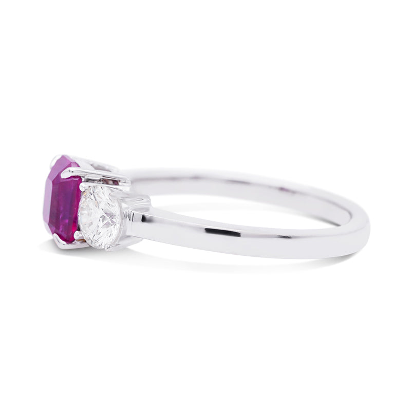 18 Carat White Gold Ruby and Diamond Ring