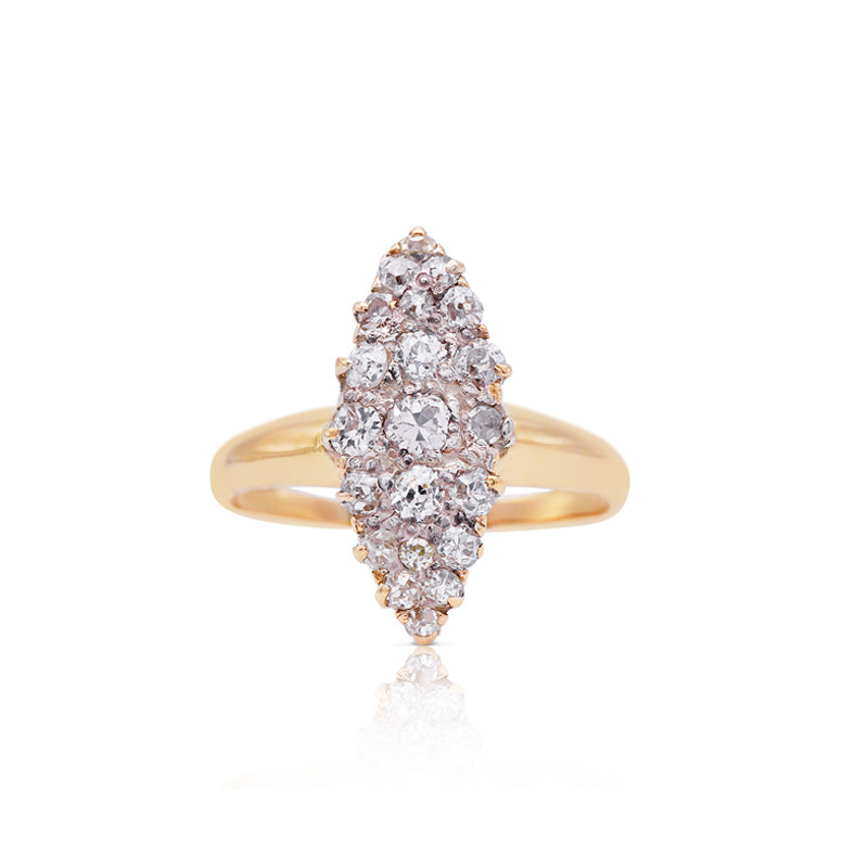 18 Carat Yellow Gold Marquise Shaped Diamond Ring