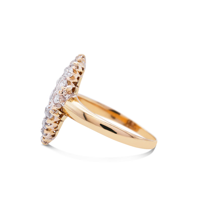 18 Carat Yellow Gold Marquise Shaped Diamond Ring
