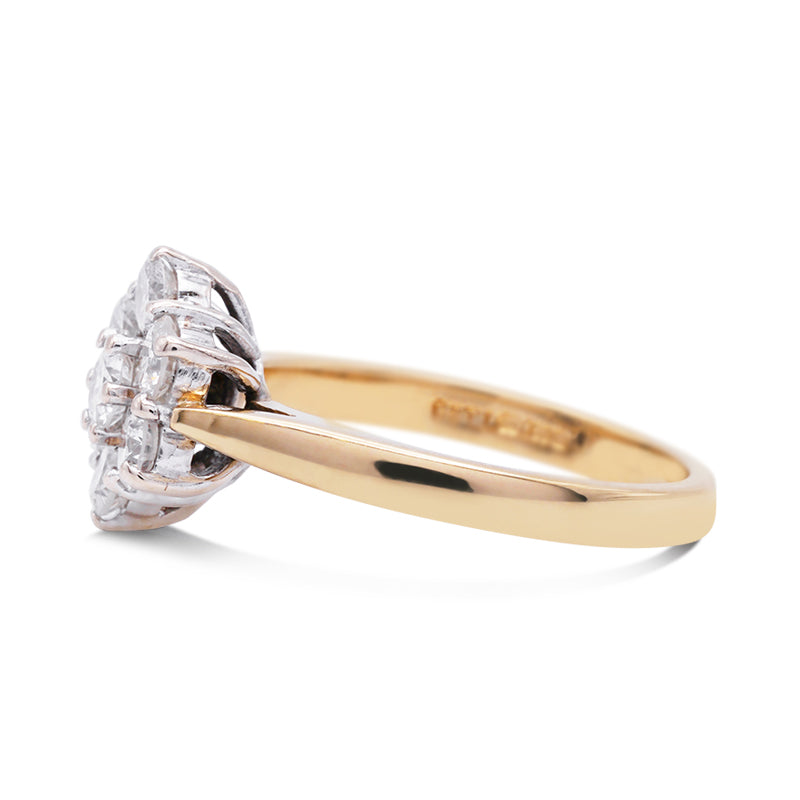 18 Carat Yellow Gold Diamond Cluster Ring