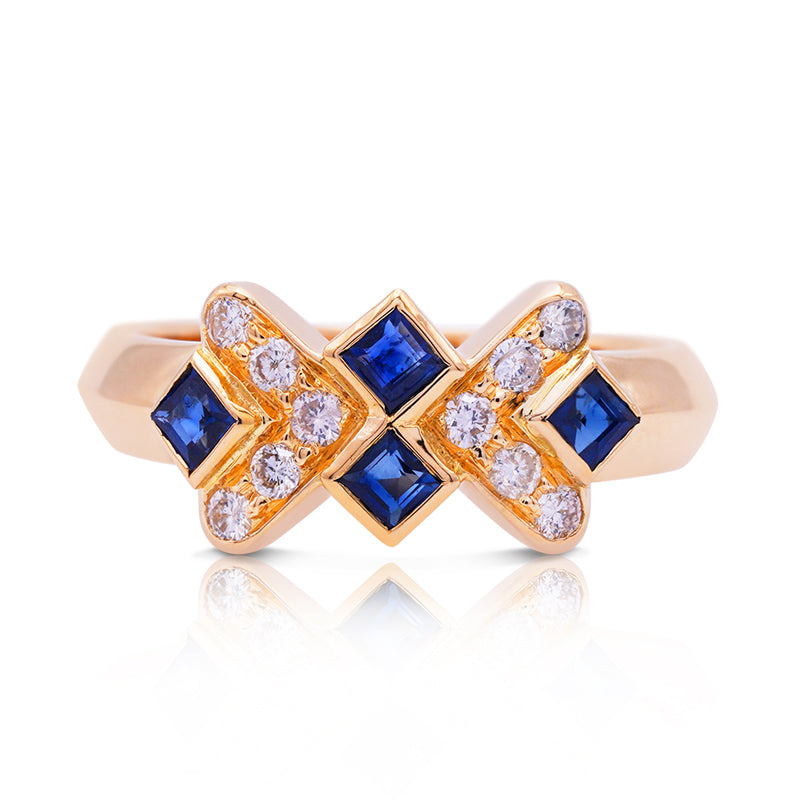 18 Carat Yellow Gold Sapphire and Diamond Ring