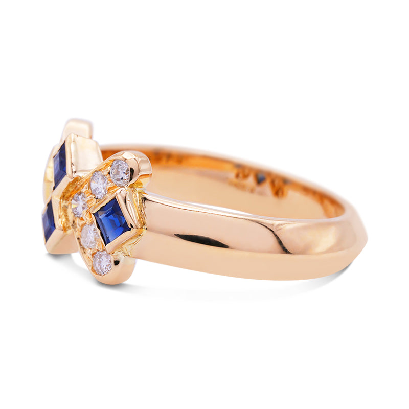 18 Carat Yellow Gold Sapphire and Diamond Ring