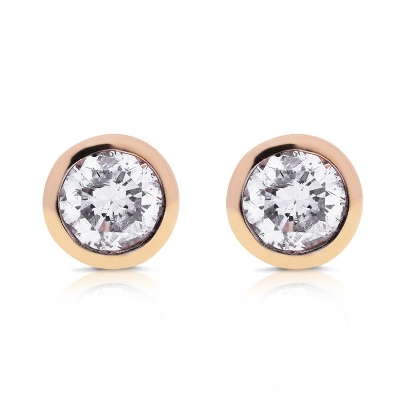 18 Carat Yellow Gold Diamond Stud Earrings