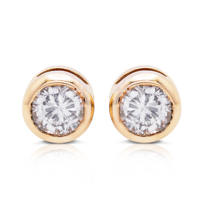 9 Carat Yellow Gold Diamond Stud Earrings
