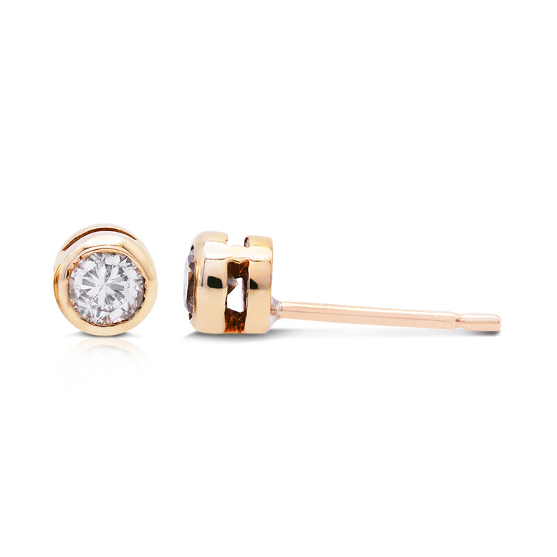 9 Carat Yellow Gold Diamond Stud Earrings