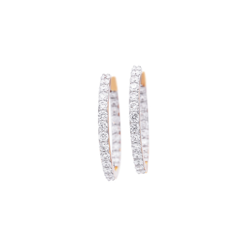 18 Carat Yellow Gold Diamond Hoop Earrings