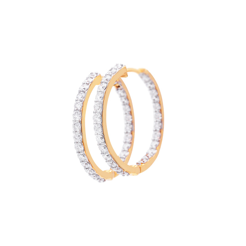 18 Carat Yellow Gold Diamond Hoop Earrings