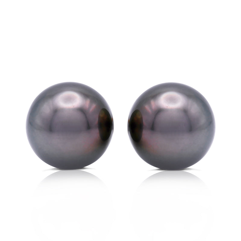 18 Carat Yellow Gold Tahitian Pearl Stud Earrings