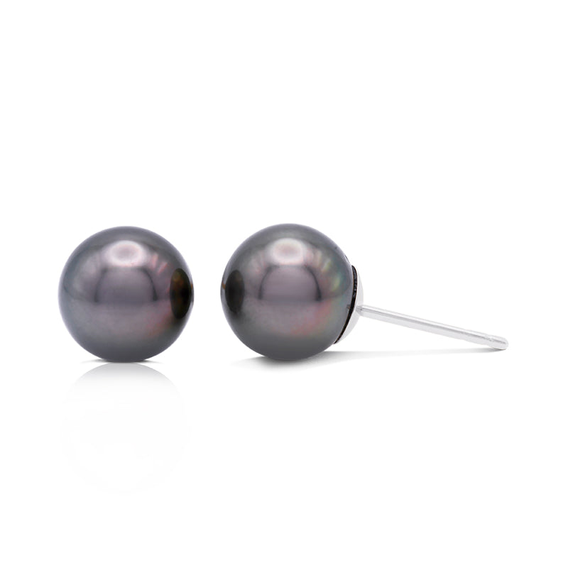 9 Carat White Gold Tahitian Pearl Stud Earrings