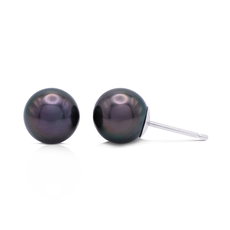 9 Carat White Gold Tahitian Pearl Stud Earrings