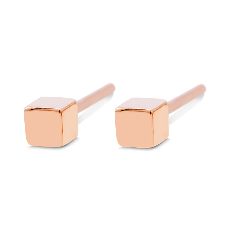 9 Carat Yellow Gold Cubed Stud Earrings